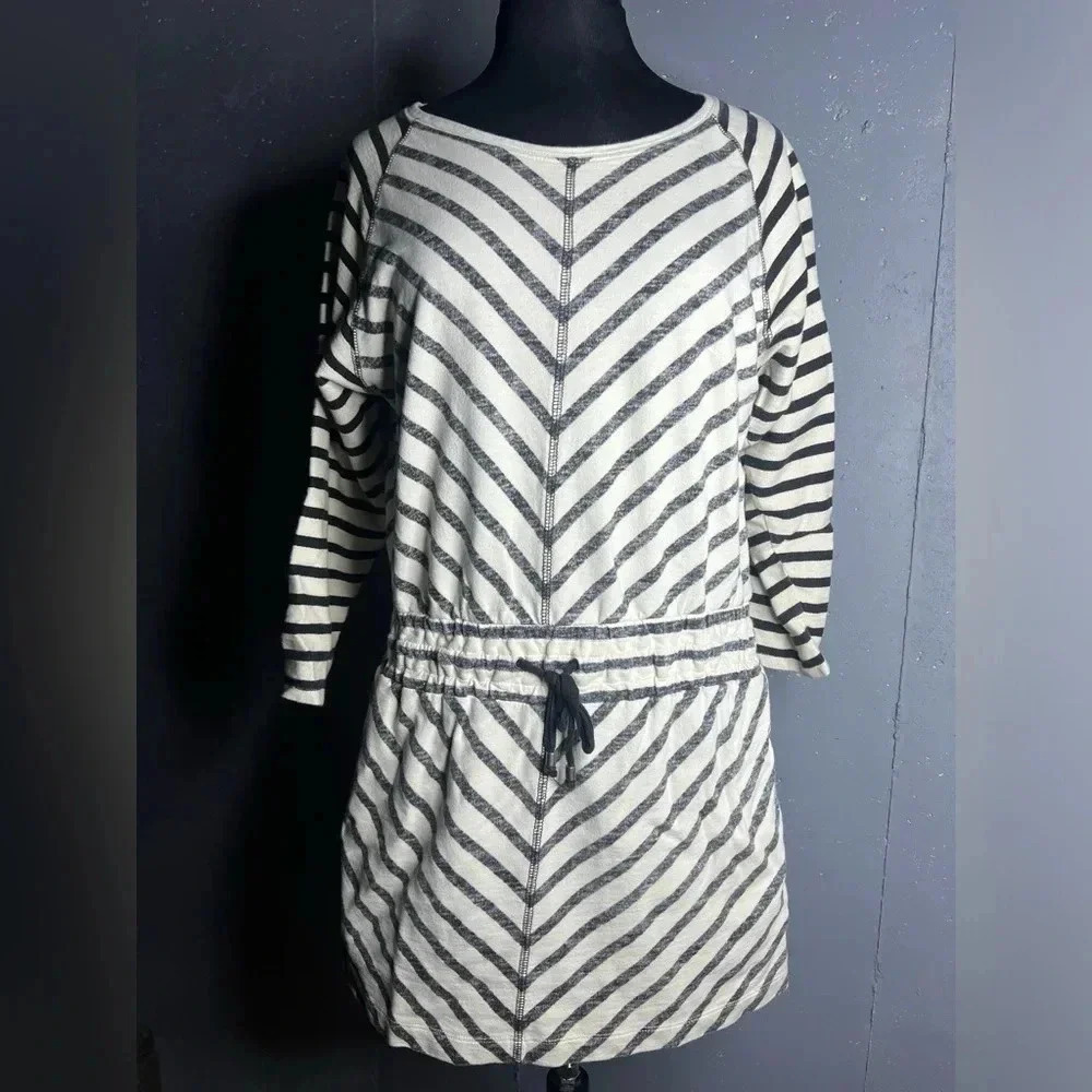 LOFT Cotton Striped Drawstring Sweatshirt, size Medium.